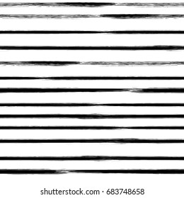 Black and white striped seamless pattern with hand drawn brush strokes.