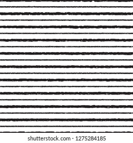 Black and White Striped Shirt background. Seamless Vector Pattern with Hand Drawn Doodle Horizontal Stripes Repeating Tile