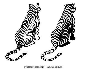
black and white striped silhouette of a tiger