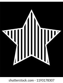 Black white striped star on black background