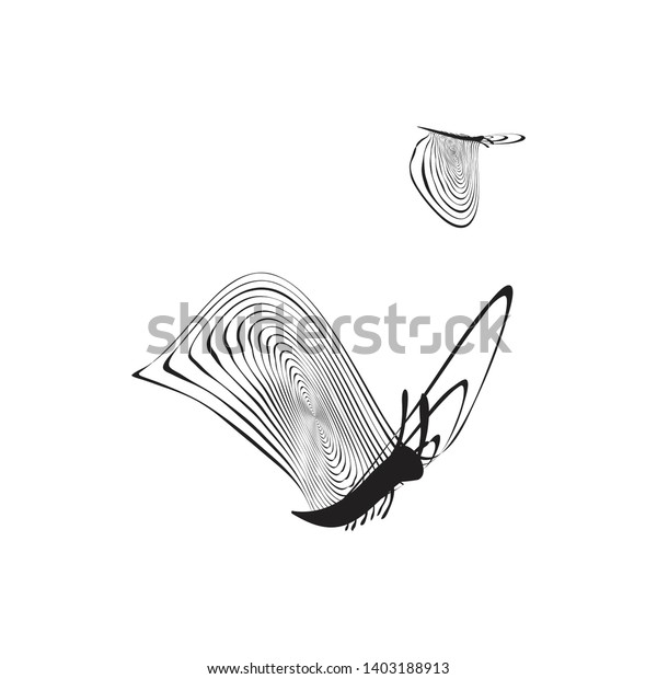 Black White Striped Stylized Flying Butterfly Stock Image