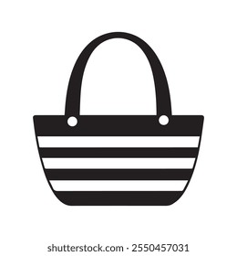 Black and white striped tote bag icon. vector design.