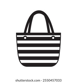 Black and white striped tote bag icon. vector design.