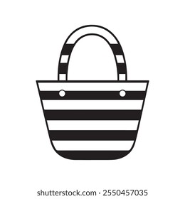 Black and white striped tote bag icon. vector design.