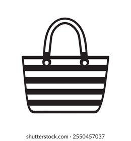 Black and white striped tote bag icon. vector design.