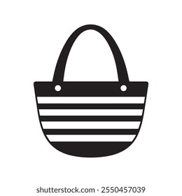 Black and white striped tote bag icon. vector design.