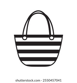 Black and white striped tote bag icon. vector design.