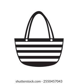 Black and white striped tote bag icon. vector design.