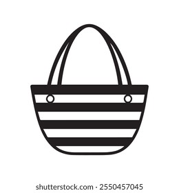 Black and white striped tote bag icon. vector design.