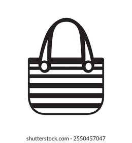 Black and white striped tote bag icon. vector design.