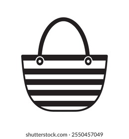 Black and white striped tote bag icon. vector design.