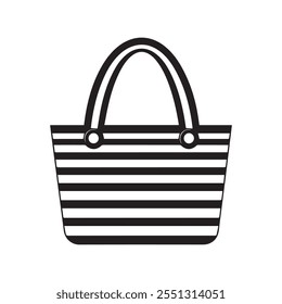 Black and white striped tote bag icon. vector design.