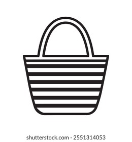 Black and white striped tote bag icon. vector design.