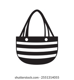 Black and white striped tote bag icon. vector design.