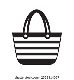 Black and white striped tote bag icon. vector design.