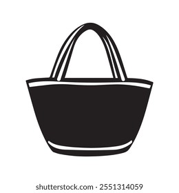 Black and white striped tote bag icon. vector design.