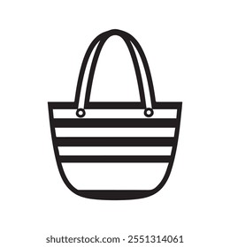 Black and white striped tote bag icon. vector design.