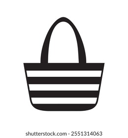 Black and white striped tote bag icon. vector design.