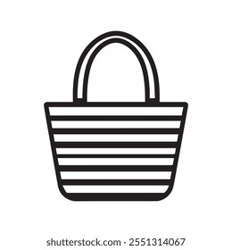 Black and white striped tote bag icon. vector design.