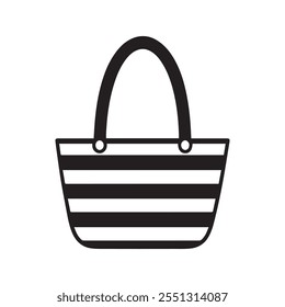 Black and white striped tote bag icon. vector design.