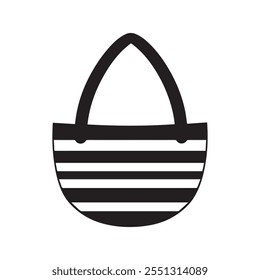 Black and white striped tote bag icon. vector design.