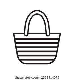 Black and white striped tote bag icon. vector design.