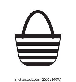 Black and white striped tote bag icon. vector design.