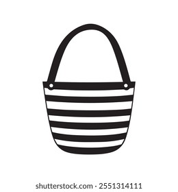 Black and white striped tote bag icon. vector design.