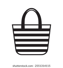 Black and white striped tote bag icon. vector design.