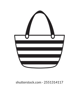 Black and white striped tote bag icon. vector design.