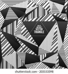 Black and white striped triangles. Vector illustration.