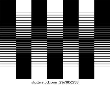 Black and white striped vector pattern of abstract rectangles. Striped pattern. Strict monochrome vector background of abstract lines.