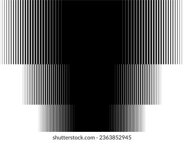 Black and white striped vector pattern with space for text. Striped pattern with a smooth transition from black to white. Strict monochrome vector background of abstract lines.