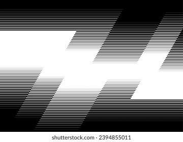 Black and white Striped vector pattern of broken lines in retro style. Vector background. Transition.