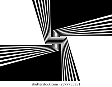 Black and white striped vector pattern of retro lines. Abstract letter X. Graphic element for your design. Vector background