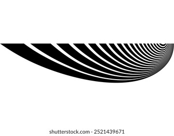 Patrón de Vector a rayas en blanco y negro con líneas negras sobre un fondo blanco. Elemento de diseño náutico moderno. Abstractas concha marina. Para portadas, carteles, publicidad e interiorismo