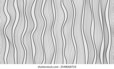 Black and White Striped Wave Pattern. Modern Abstract Background