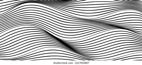 black and white striped wavy background