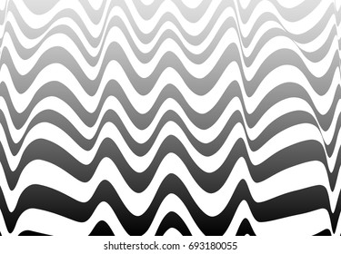 Black and white stripes abstract background. 3d wave motion design element.