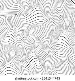 Black and white stripes as abstract waves. modern glowing moving lines design. wave texture white background. technology abstract lines. black optical art wave lines