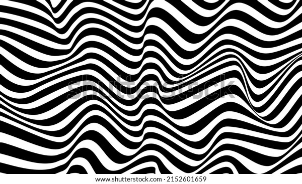 Black White Stripes Abstract Waves Textured Stock Vector (Royalty Free ...