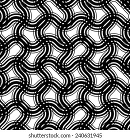 Black and white stripes geometric seamless pattern, vector background.