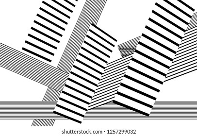 black and white stripes, lines abstract graphic, illusive movement design, optical art, op art