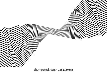 black and white stripes, lines abstract graphic, illusive movement design, optical art, op art, wave