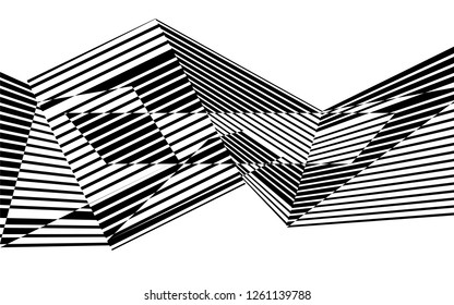 black and white stripes, lines abstract graphic, illusive movement design, optical art, op art, wave