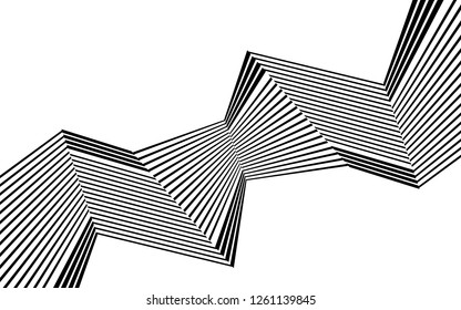 black and white stripes, lines abstract graphic, illusive movement design, optical art, op art, wave