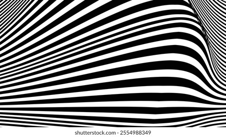 Black and white stripes with liquify lines abstract background for backdrop or fabric style