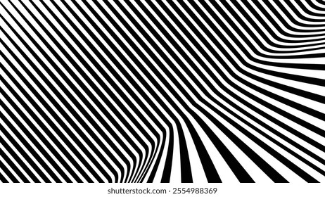 Black and white stripes with liquify lines abstract background for backdrop or fabric style