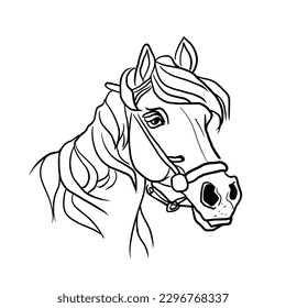 Black and white stripes on the horse's face and head obliquely.vector illustration isolated on white background.Cute design for t shirt print, icon, logo, label, patch or sticker