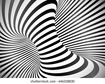 Black and white stripes optical illusion abstract vector background
